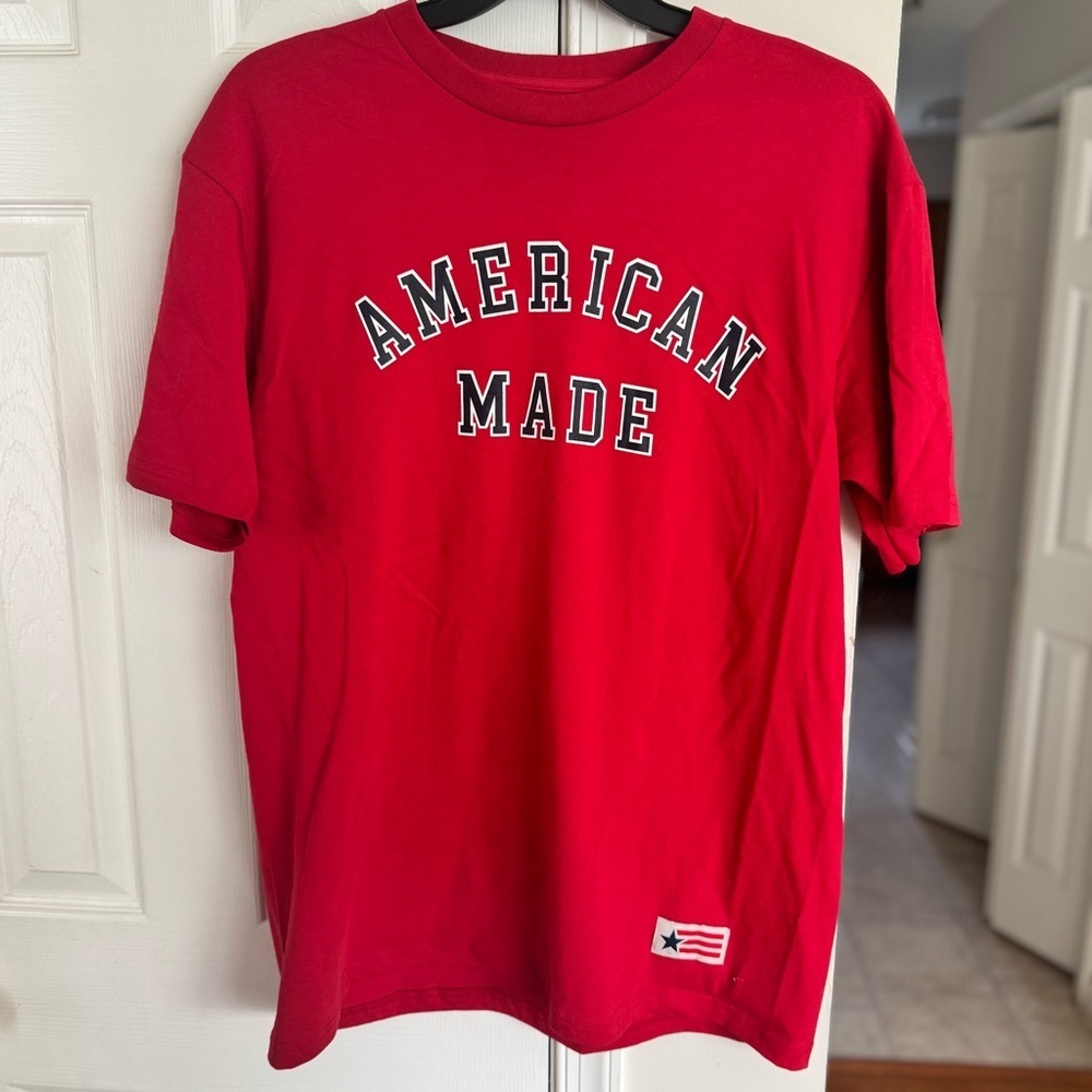 American Giant Unisex USA Tee Shirt Men's XL Red "AMERICAN MADE"  Premium Cotton - Picture 3 of 11